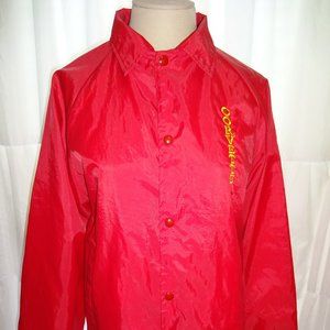 Vintage Red Auburn Sportswear Corvette Windbreaker Jacket S Lined Front Pockets